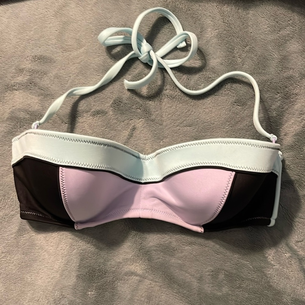 Victoria’s Secret neoprene bikini top 34 DD light blue and violet